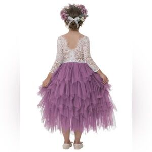 Peony Lace Bodice Purple Tulle Tiered Dress